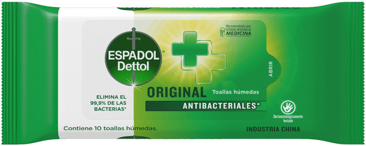 Espadol Dettol Toallas Húmedas Antibacteriales Original